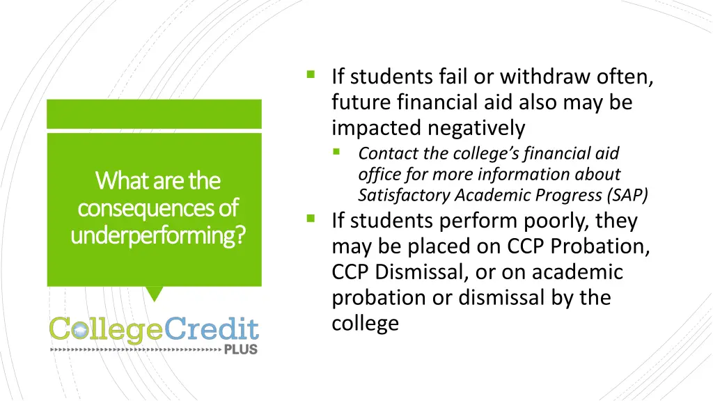 if students fail or withdraw often future