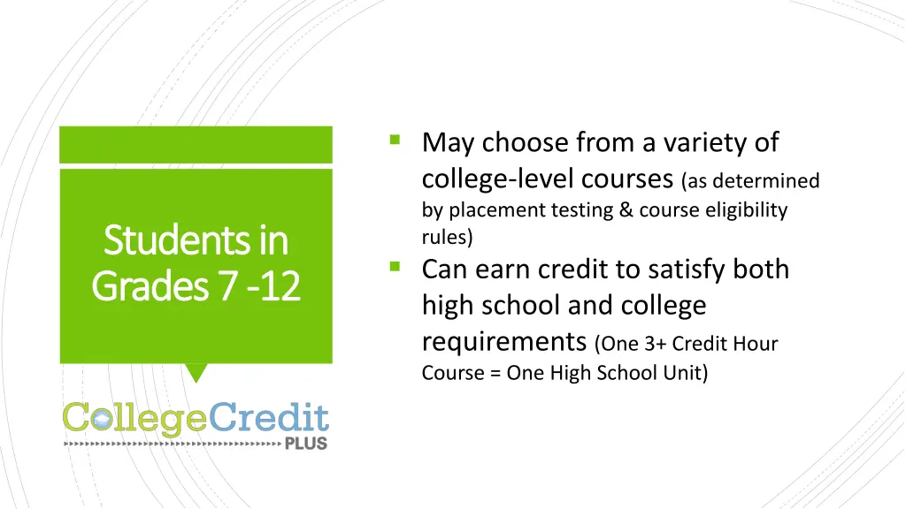 may choose from a variety of college level