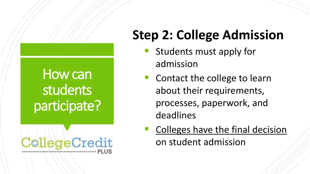 step 2 college admission students must apply