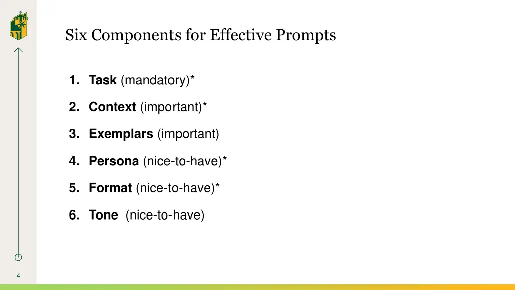 six components for effective prompts