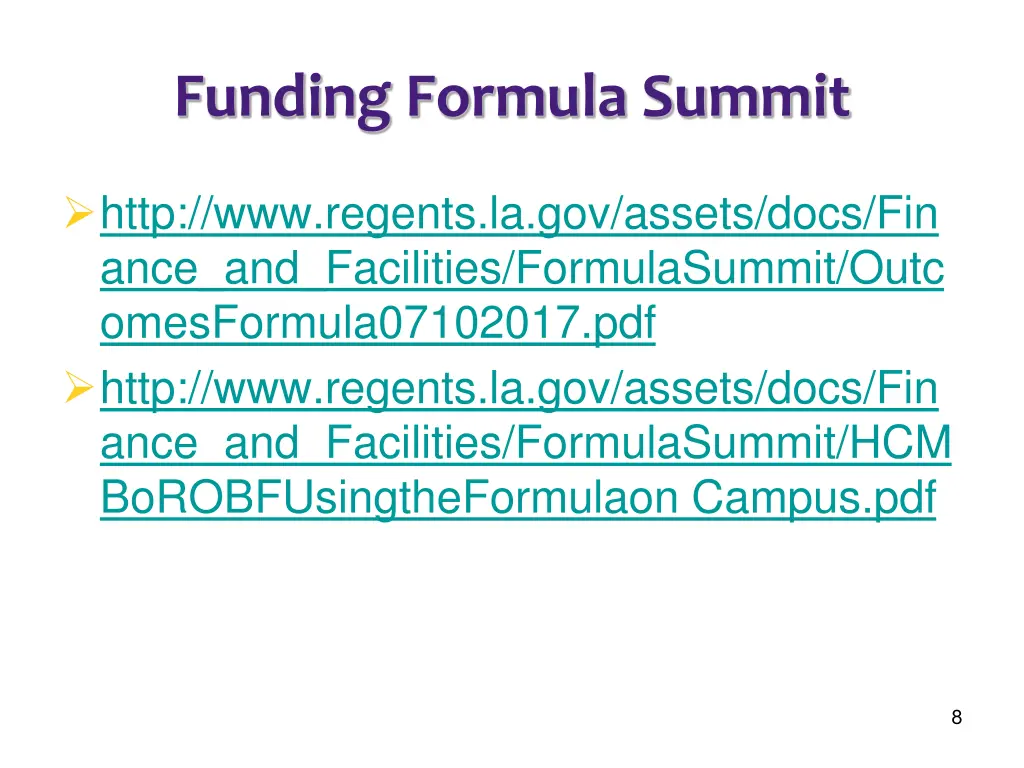 funding formula summit