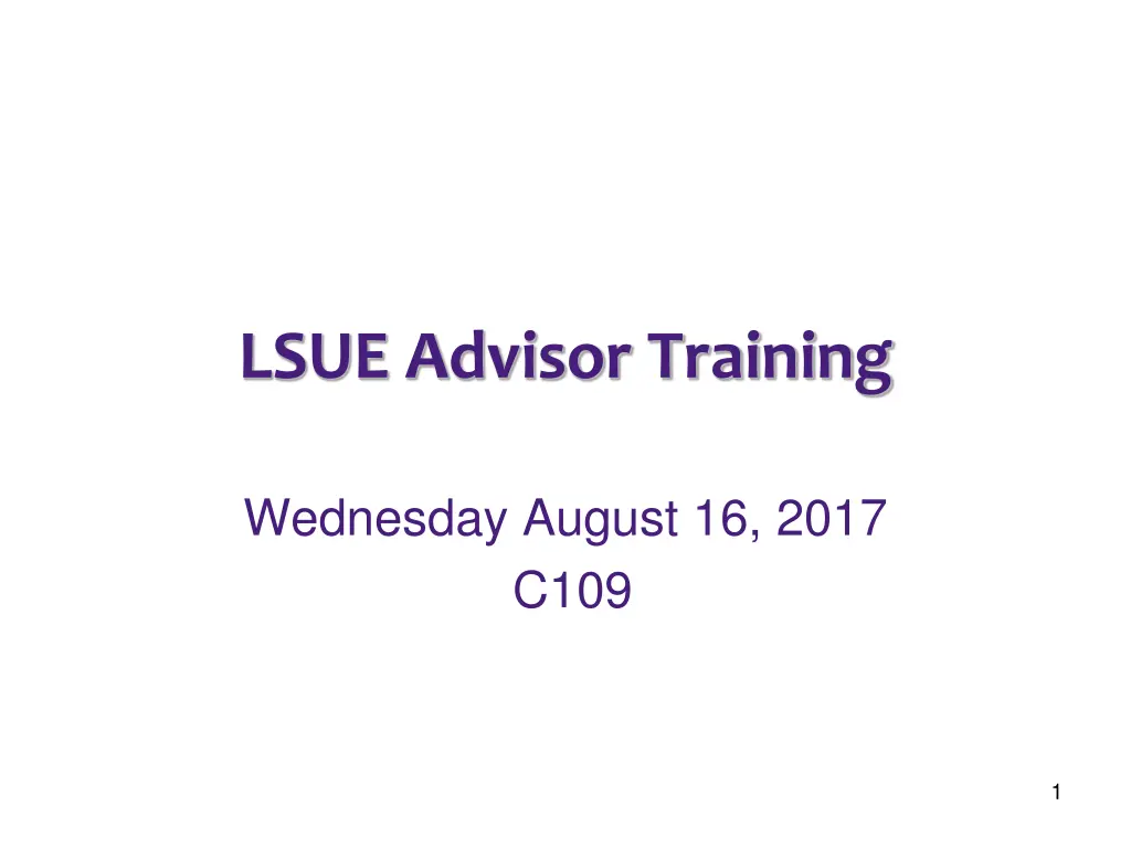 lsue advisor training