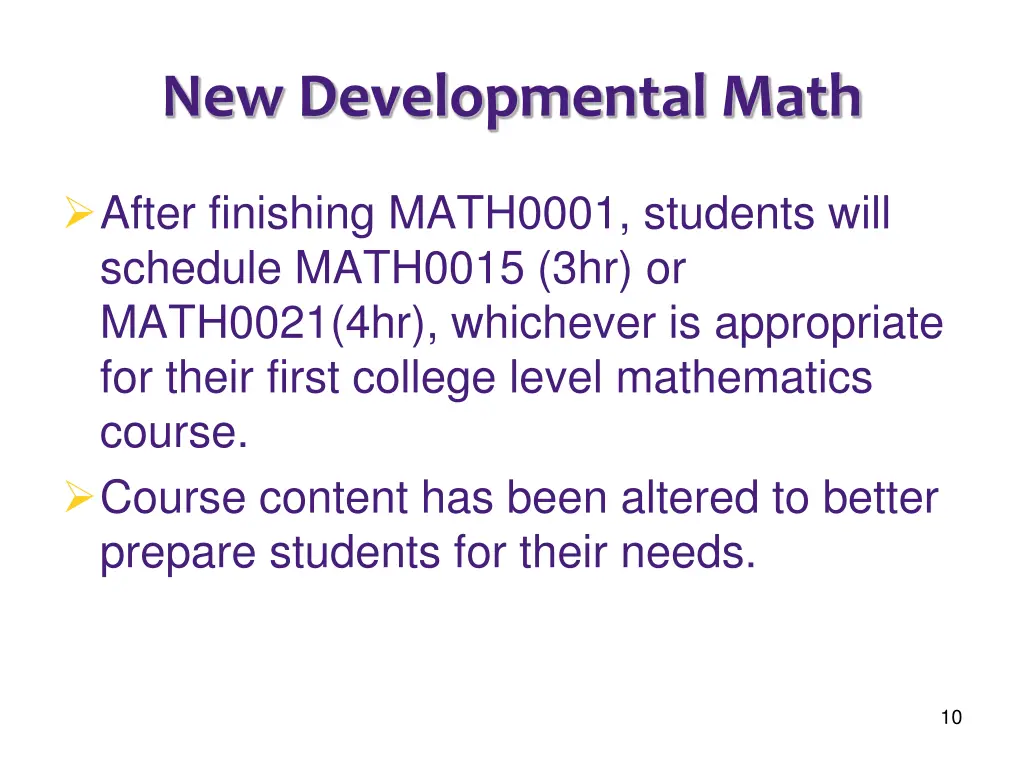 new developmental math