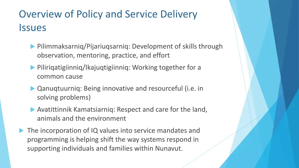 overview of policy and service delivery issues 1