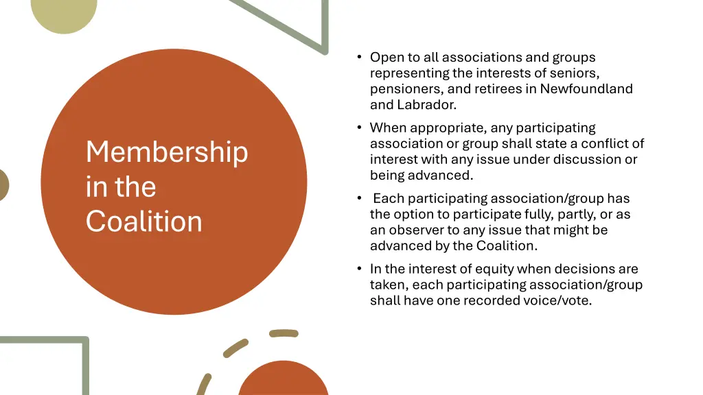 open to all associations and groups representing