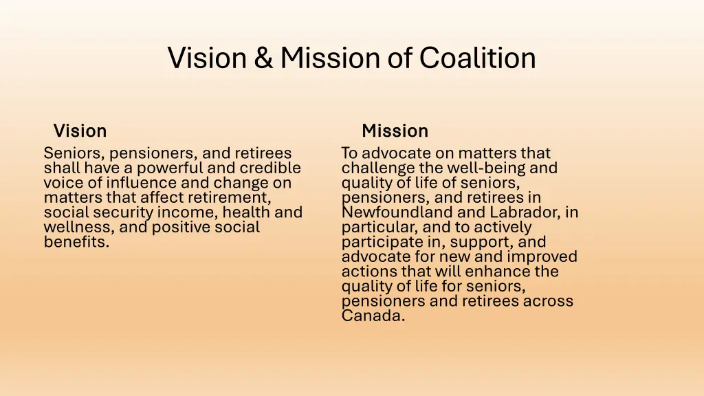 vision mission of coalition