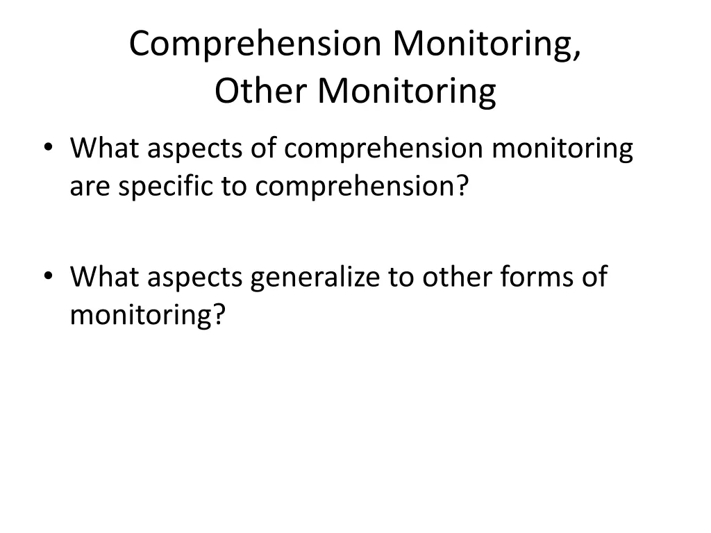 comprehension monitoring other monitoring