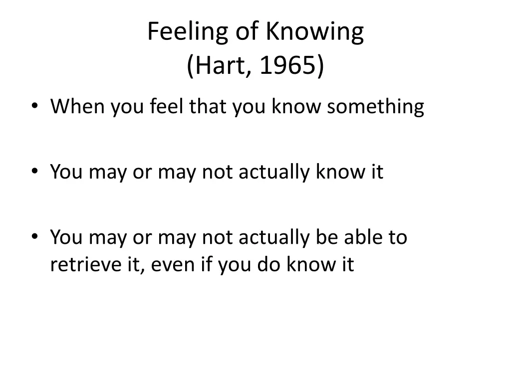 feeling of knowing hart 1965