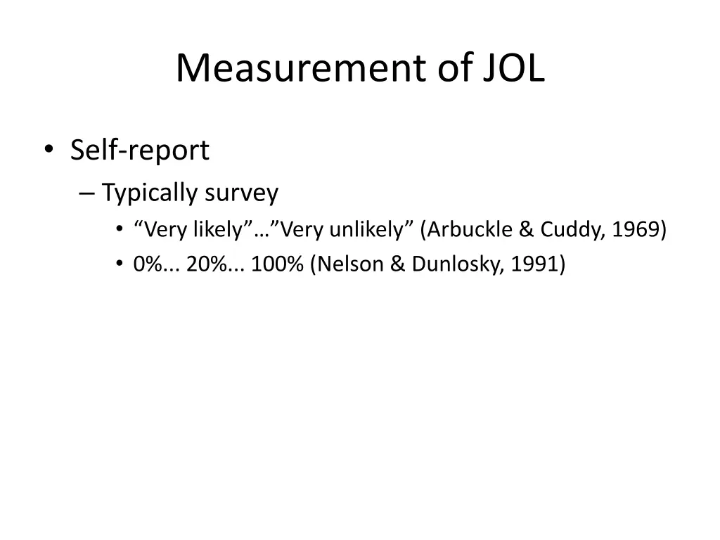 measurement of jol