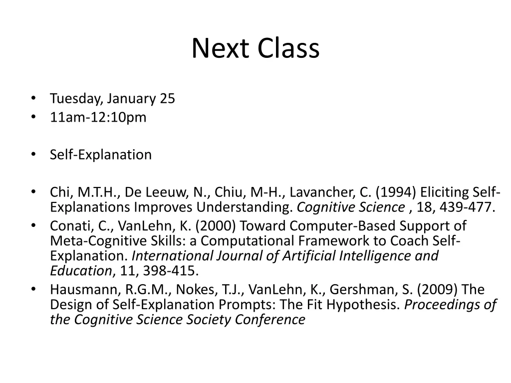 next class