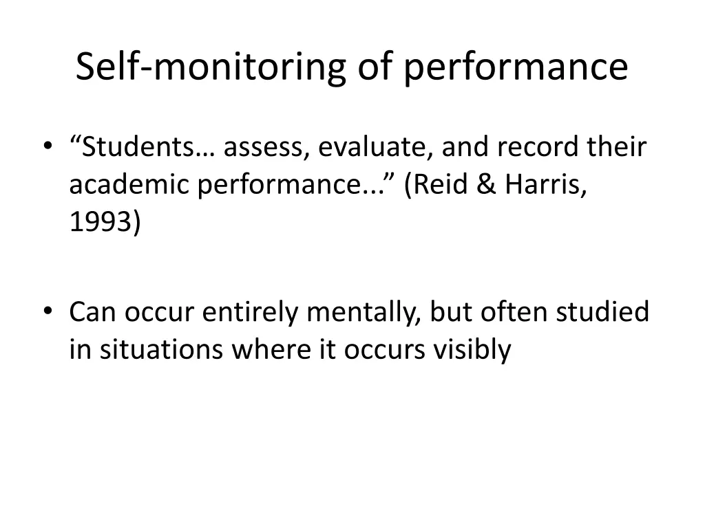 self monitoring of performance
