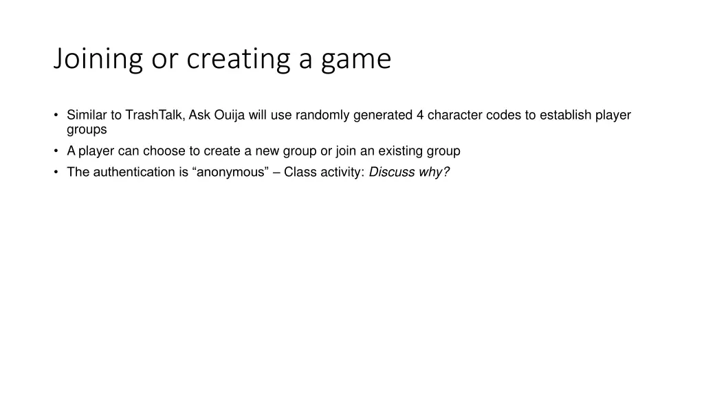 joining or creating a game