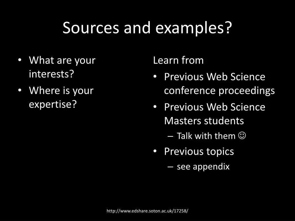 sources and examples
