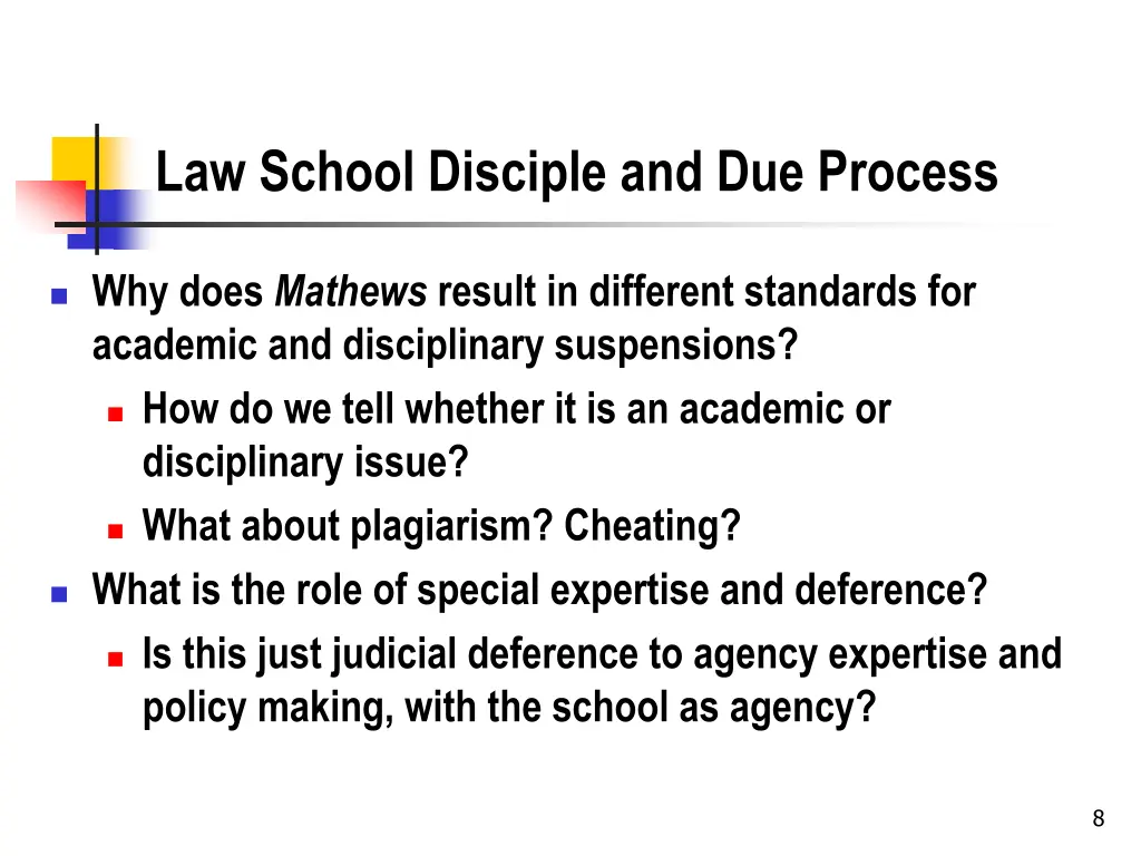 law school disciple and due process
