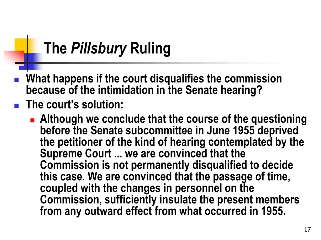 the pillsbury ruling