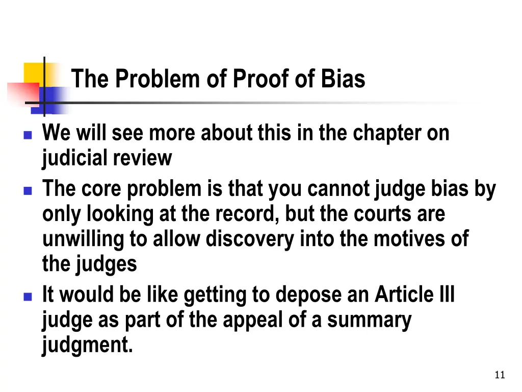 the problem of proof of bias
