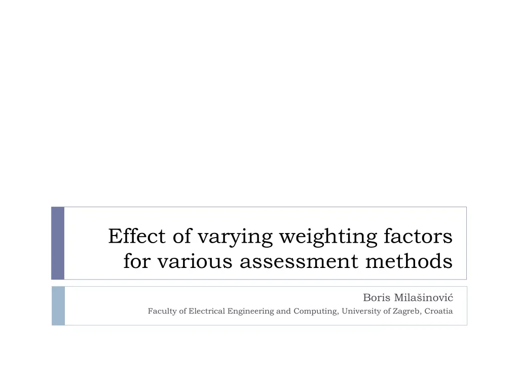 effect of varying weighting factors for various