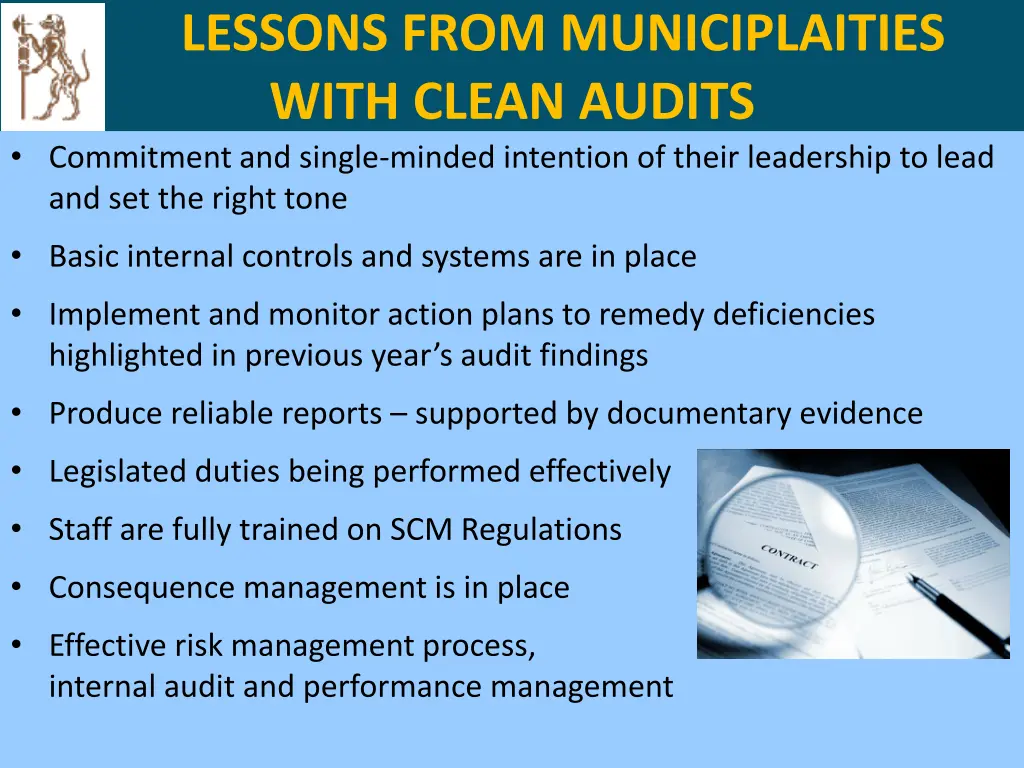 lessons from municiplaities with clean audits