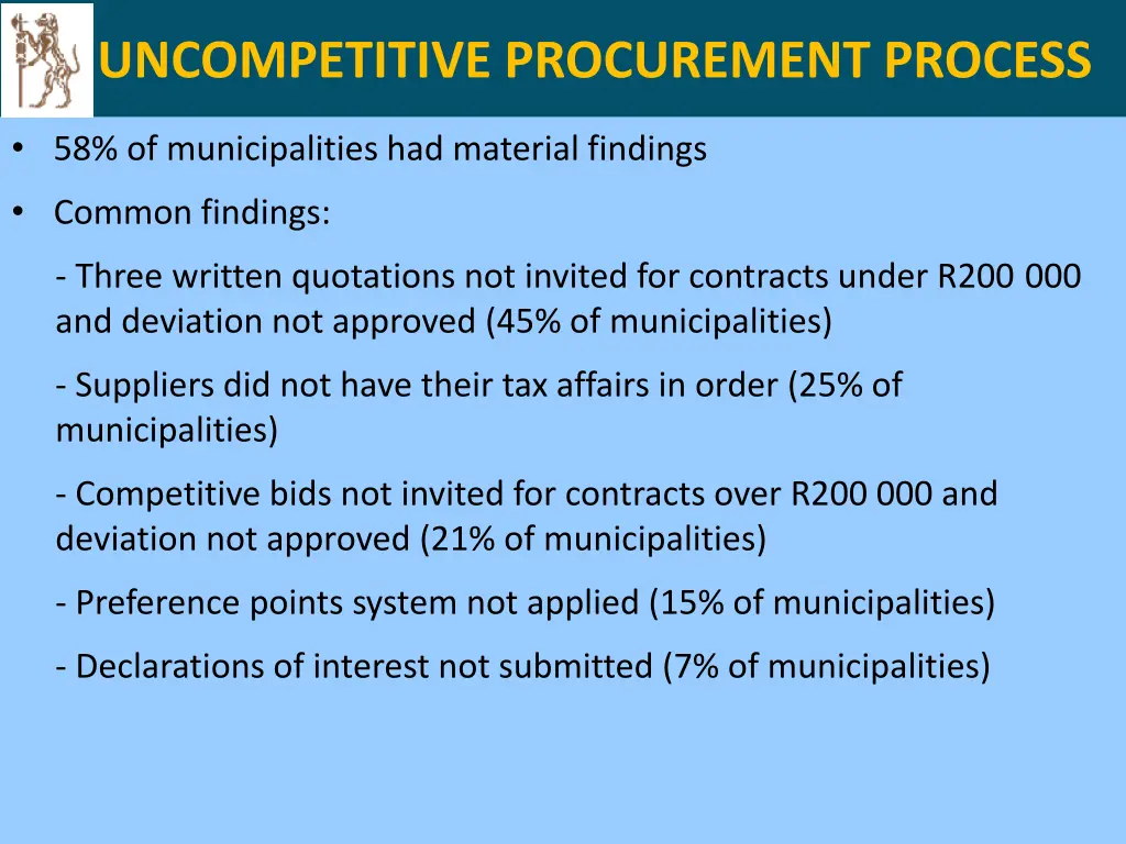 uncompetitive procurement process