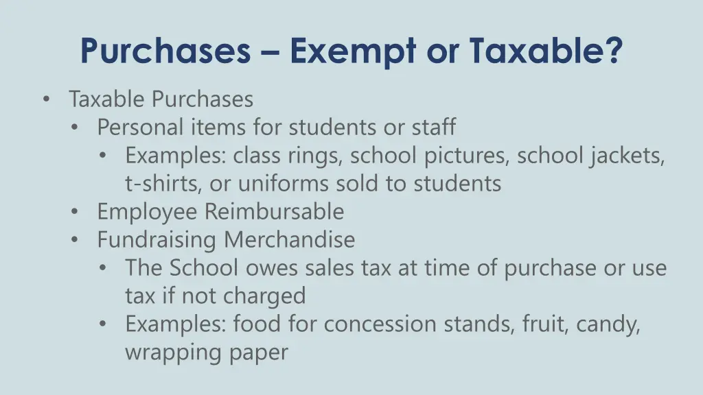 purchases exempt or taxable taxable purchases