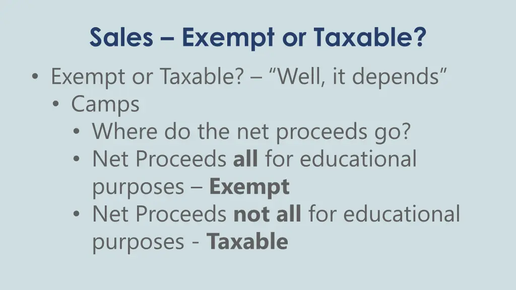 sales exempt or taxable exempt or taxable well