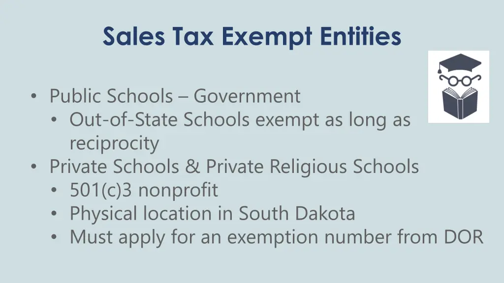 sales tax exempt entities