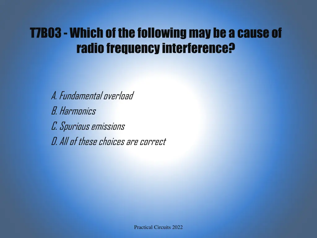 t7b03 which of the following may be a cause