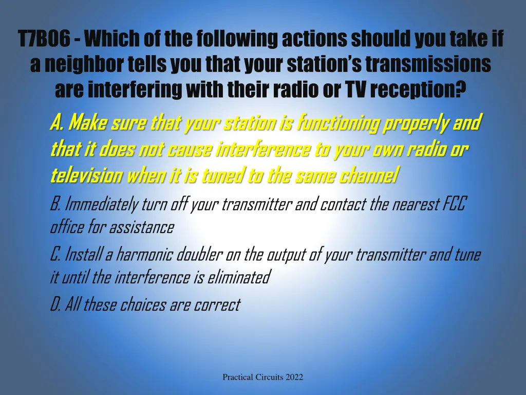 t7b06 which of the following actions should 1