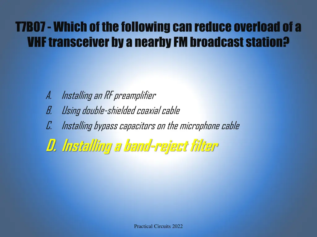 t7b07 which of the following can reduce overload 1