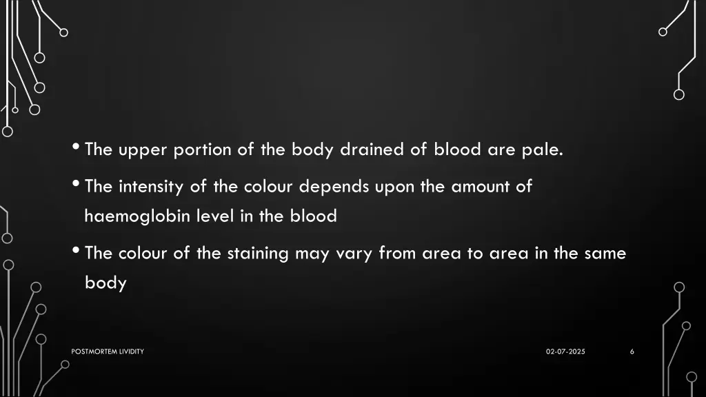 the upper portion of the body drained of blood