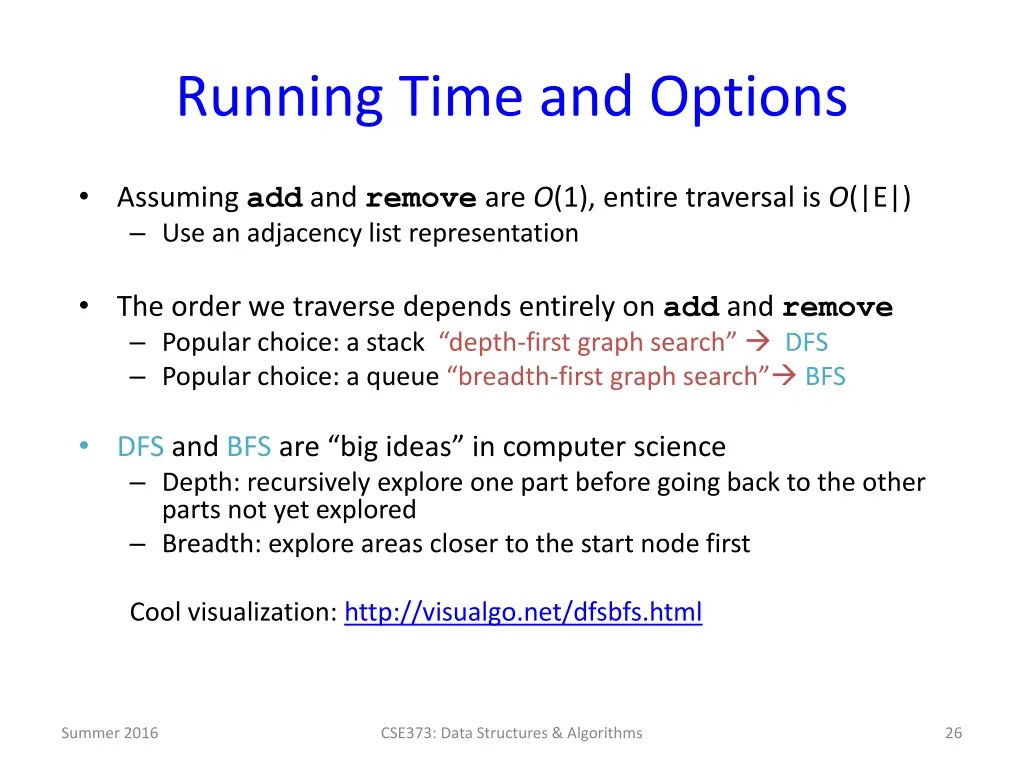 running time and options
