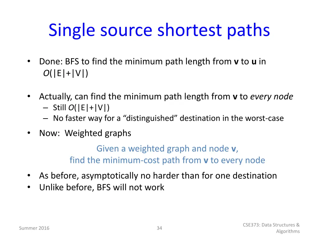 single source shortest paths