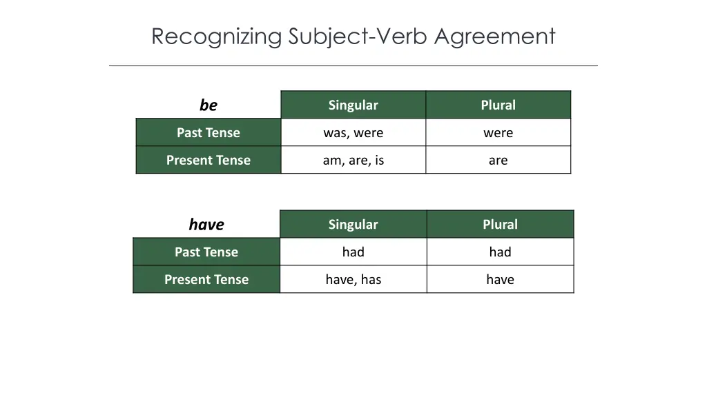 recognizing subject verb agreement 3