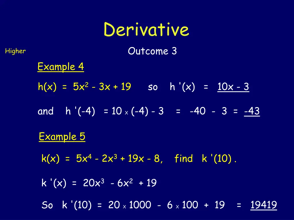 derivative outcome 3