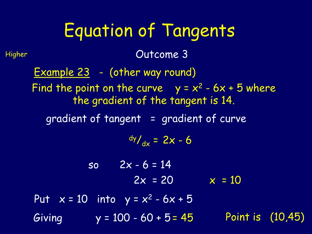 equation of tangents outcome 3 1