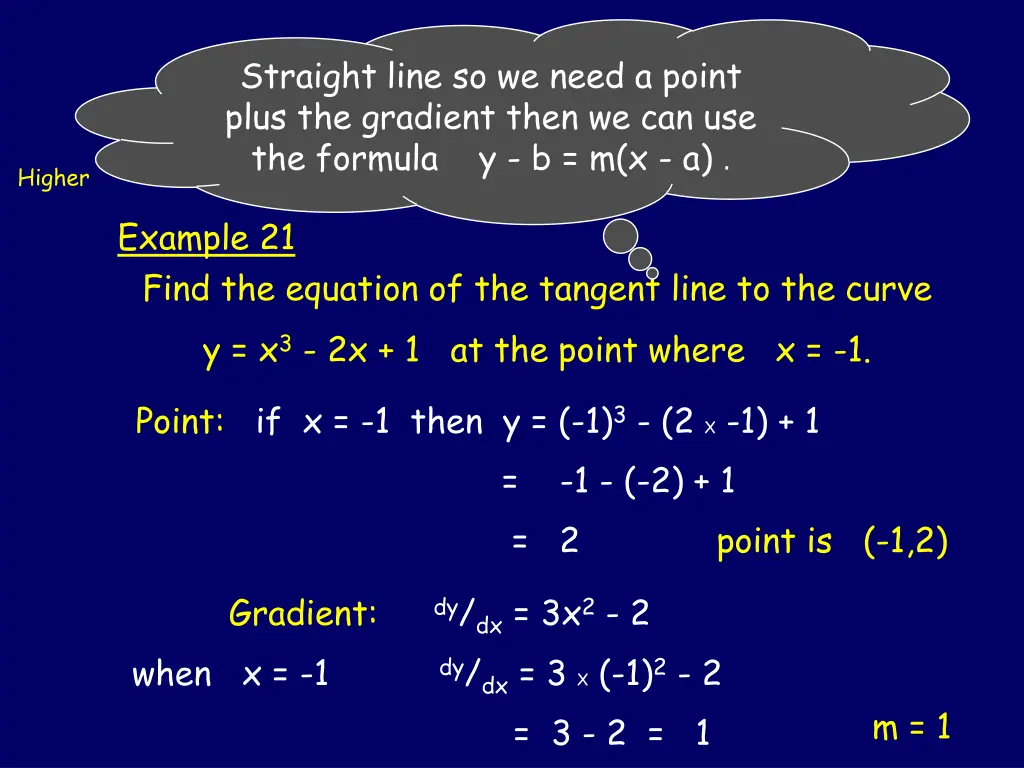 equation of tangents plus the gradient then