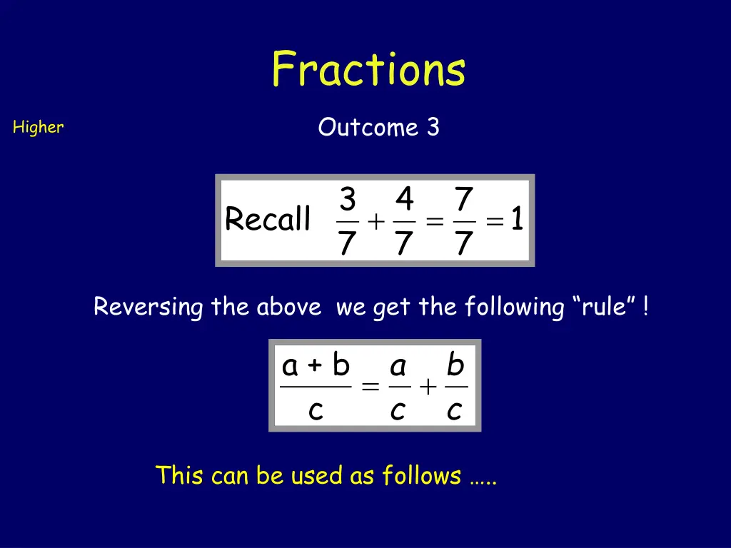 fractions outcome 3