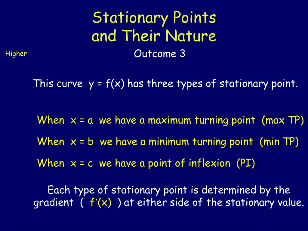 stationary points and their nature outcome 3 1