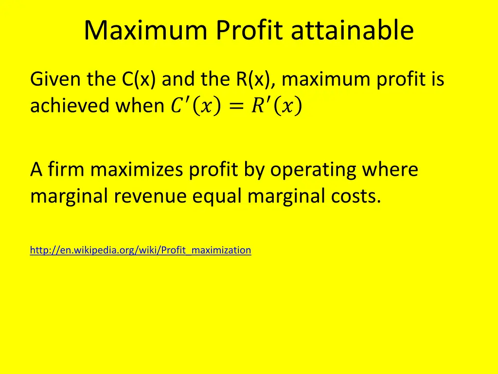 maximum profit attainable