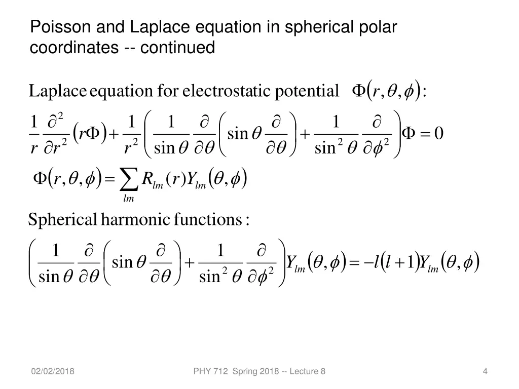 poisson and laplace equation in spherical polar 1