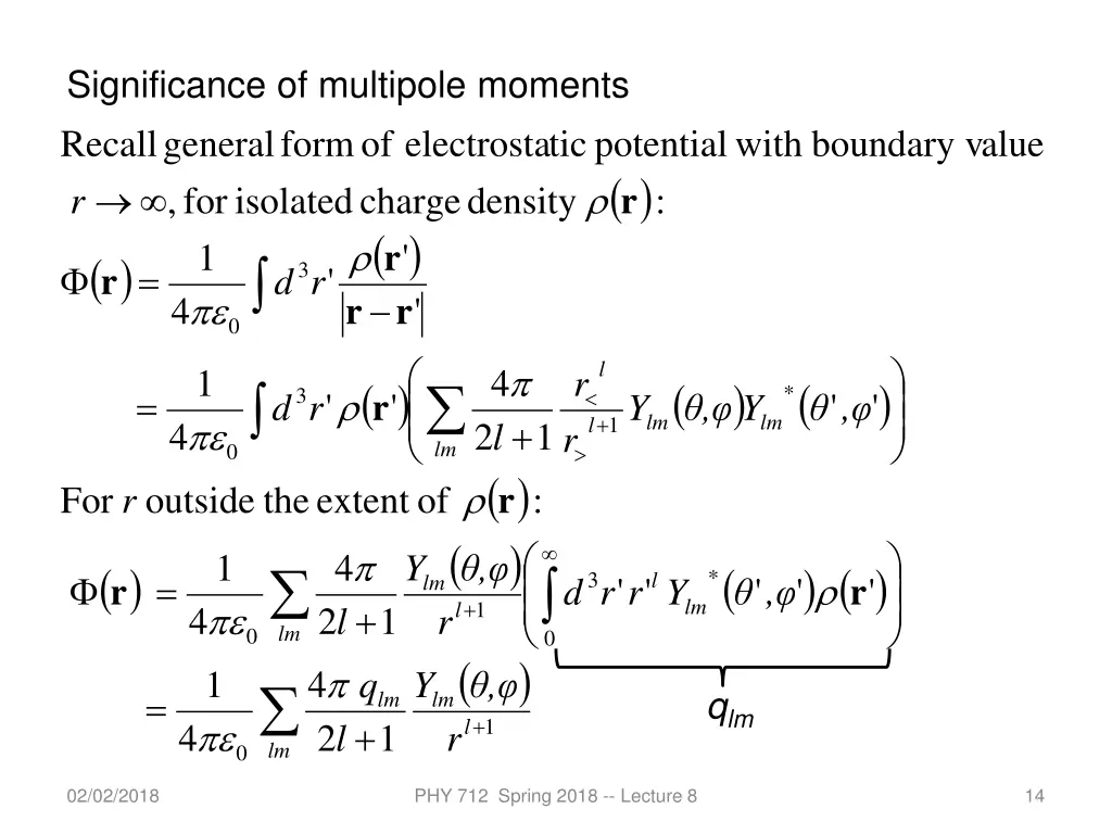 significance of multipole moments form general