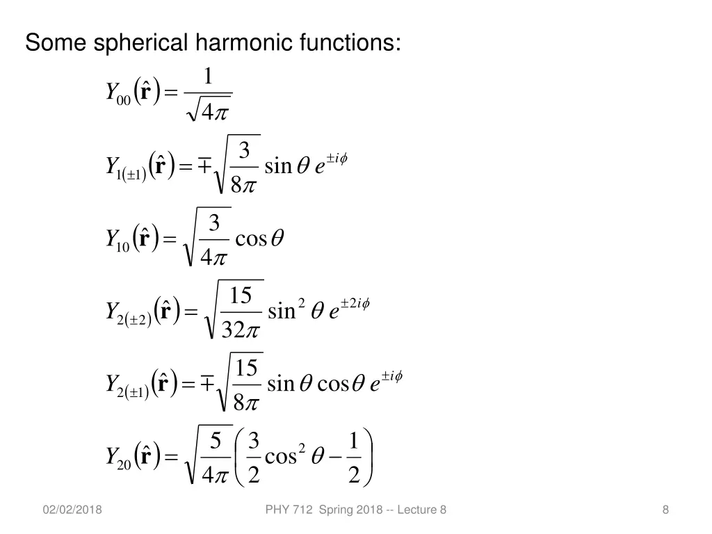 some spherical harmonic functions 4