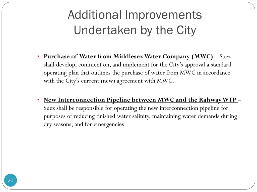 additional improvements undertaken by the city