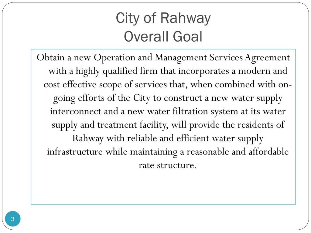 city of rahway overall goal