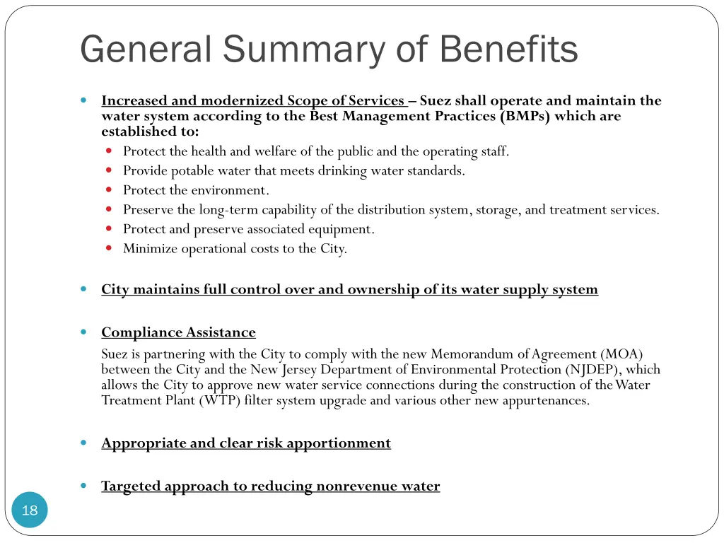 general summary of benefits