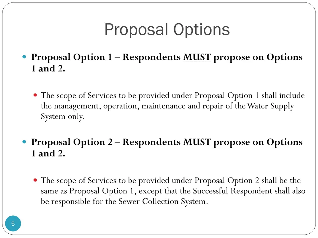 proposal options