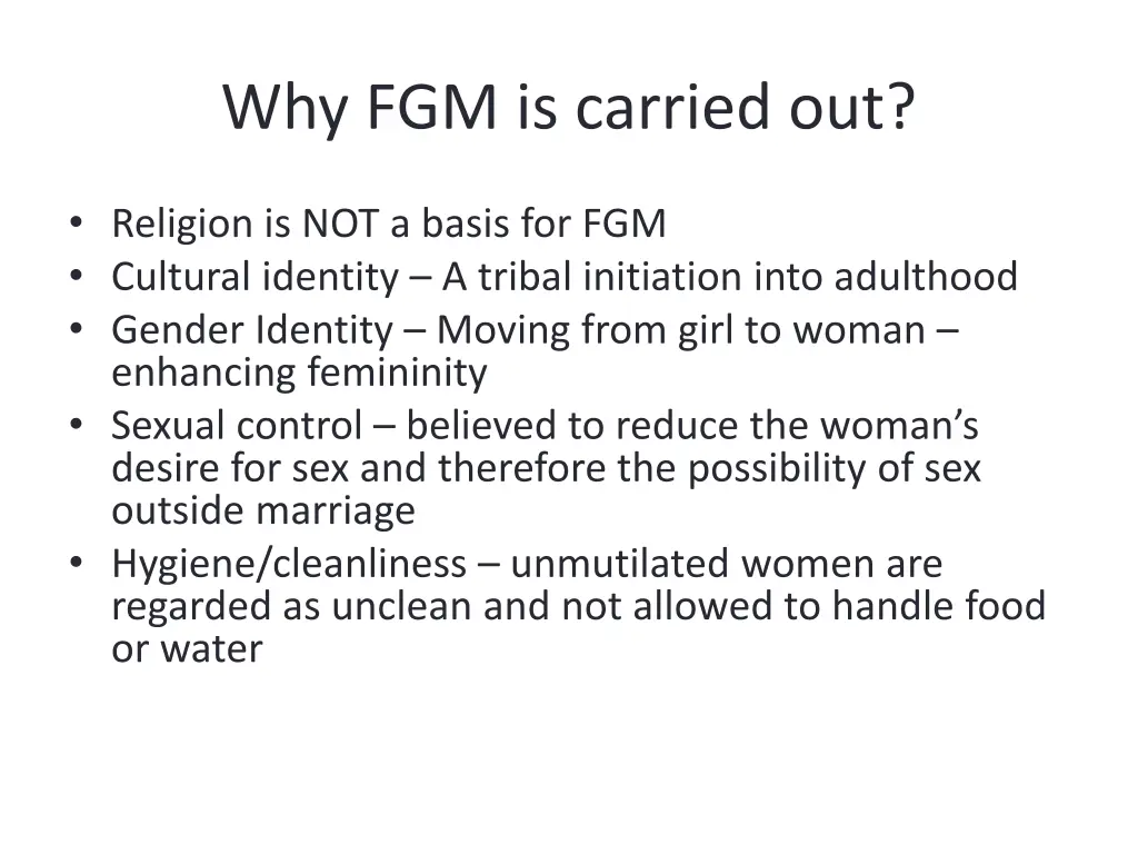 why fgm is carried out
