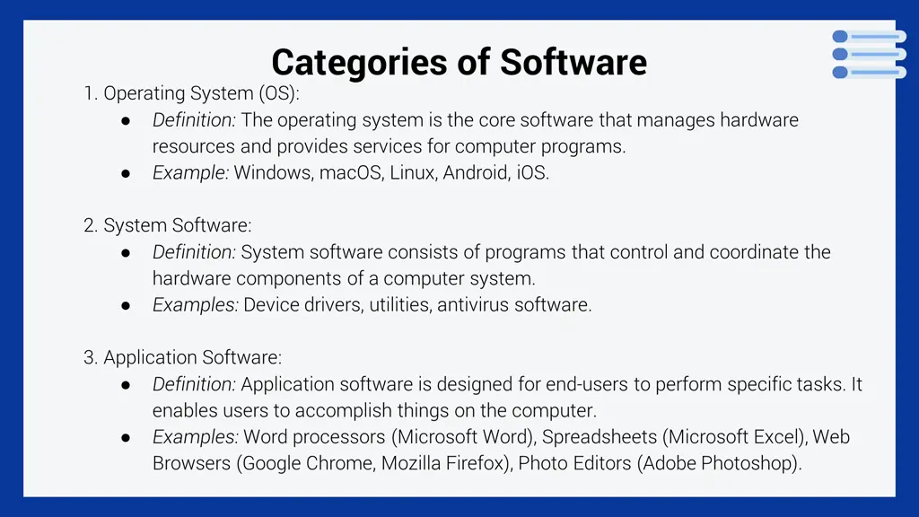 categories of software 1 operating system