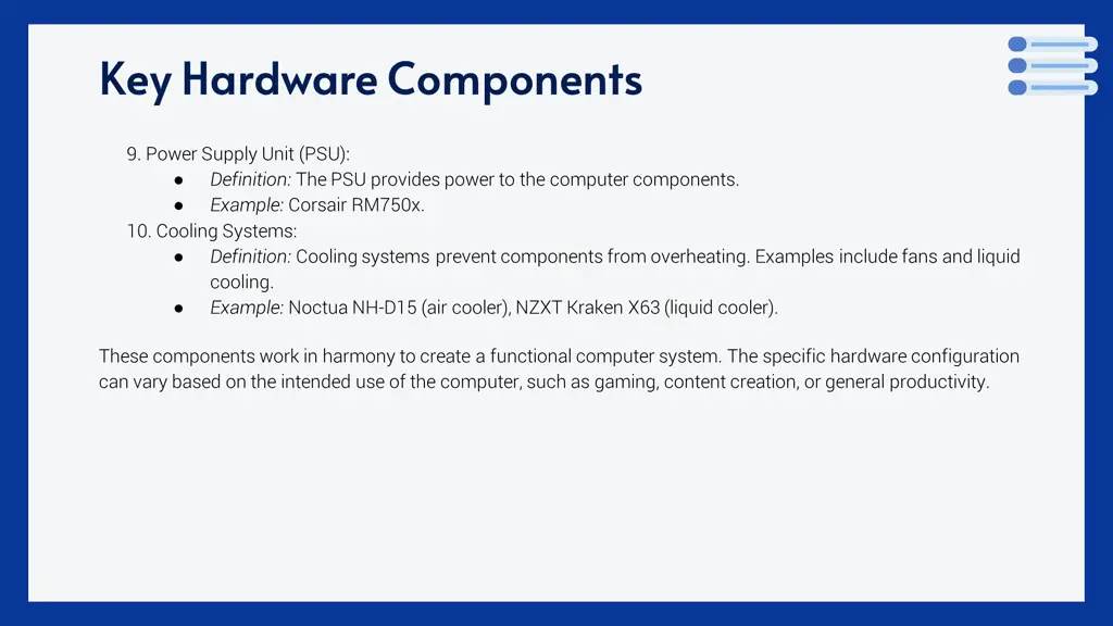 key hardware components key hardware components