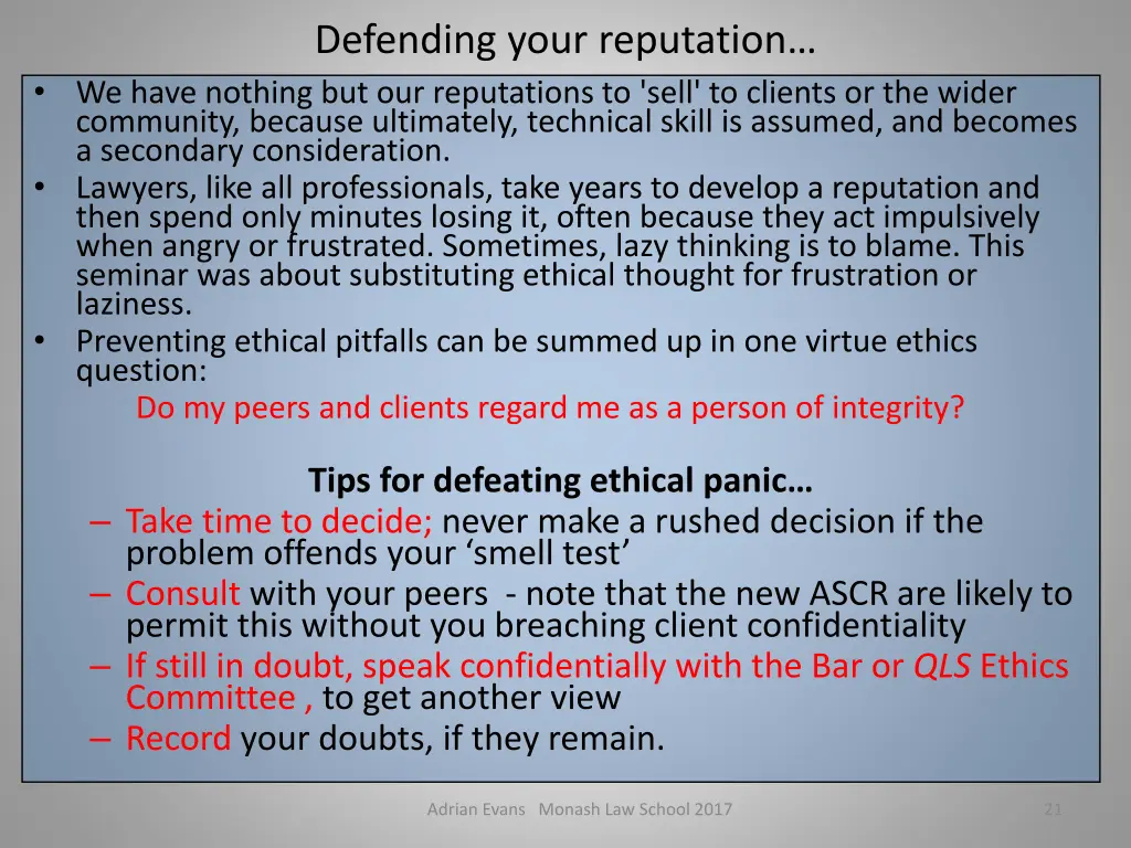 defending your reputation